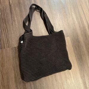 Onia black linen knit tote bag